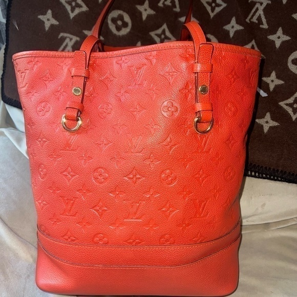LOUIS VUITTON EMPREINTE LEATHER RED CITADINE PM TOTE BAG - Picture 2 of 14